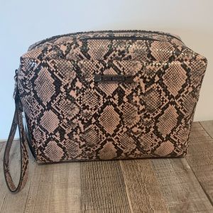 Blush Pink & Black Steve Madden Stylish Extra Large Cosmetic Bag